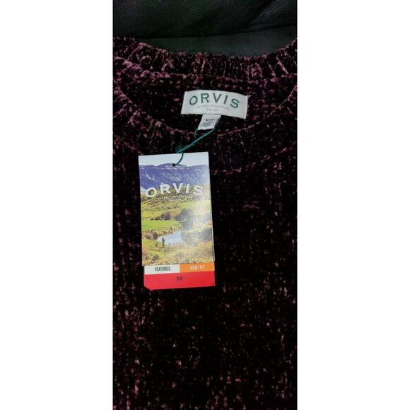 Orvis Sweater Women Sz. M Chenille Ribbed Tunic Length Plum Purple Cozy/Relaxed - Picture 3 of 10